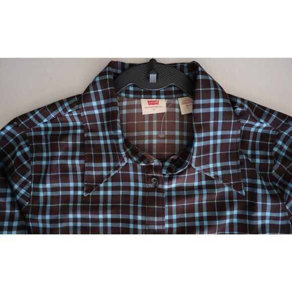 Levi’s A4580-0000 Women's Sz S Blue Plaid Jasper The Everyday Casual Blouse - Picture 3 of 9
